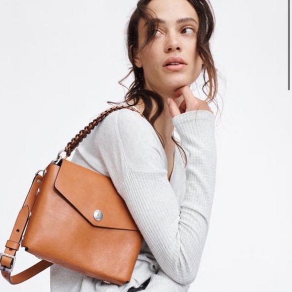 rag & bone Handbags - Rag & Bone Atlas Shoulder Bag Tan Leather Woven Metal Braided Cross Body Medium